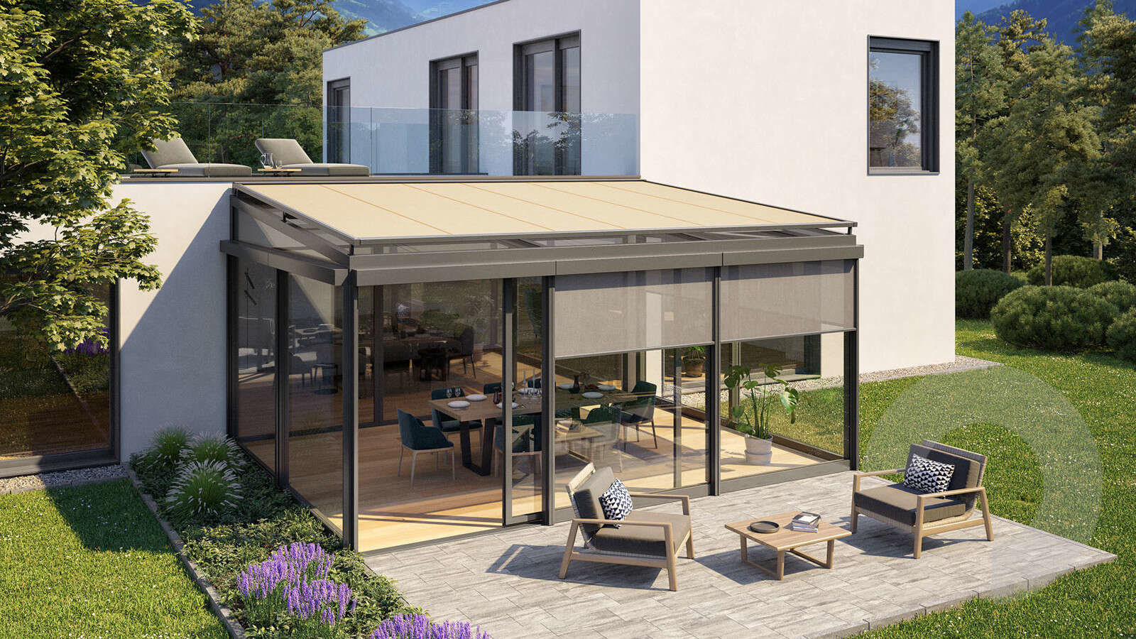 Terrassenbeschattungen von Hahnenkamp Sonnenschutztechnik